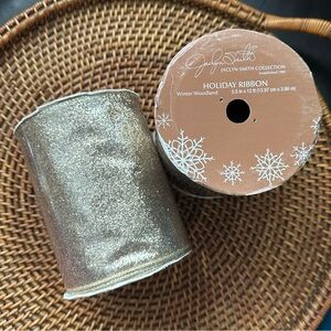 Jaclyn Smith Gold Sparkly “Winter Wonderland” Glitter Vintage Kmart Ribbon New